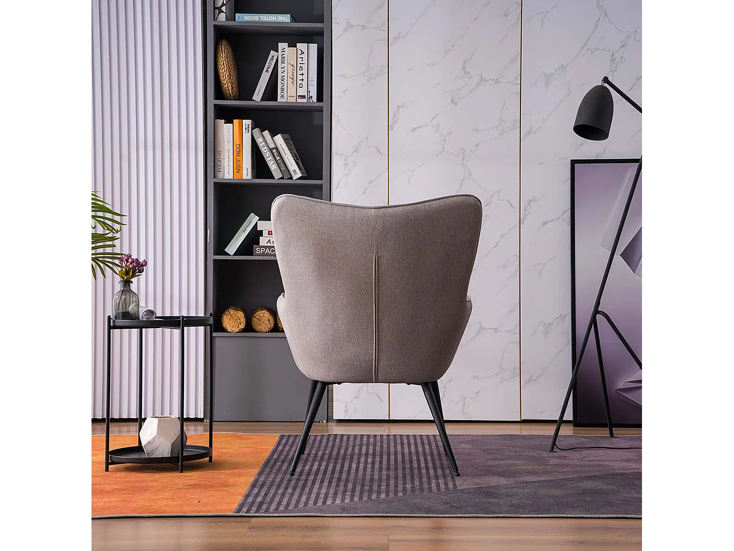 Vera Fabric Occasional Living Room Modern Accent Chair with Footstool