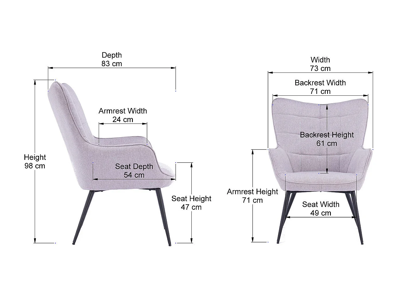 Vera Fabric Occasional Living Room Modern Accent Chair with Footstool