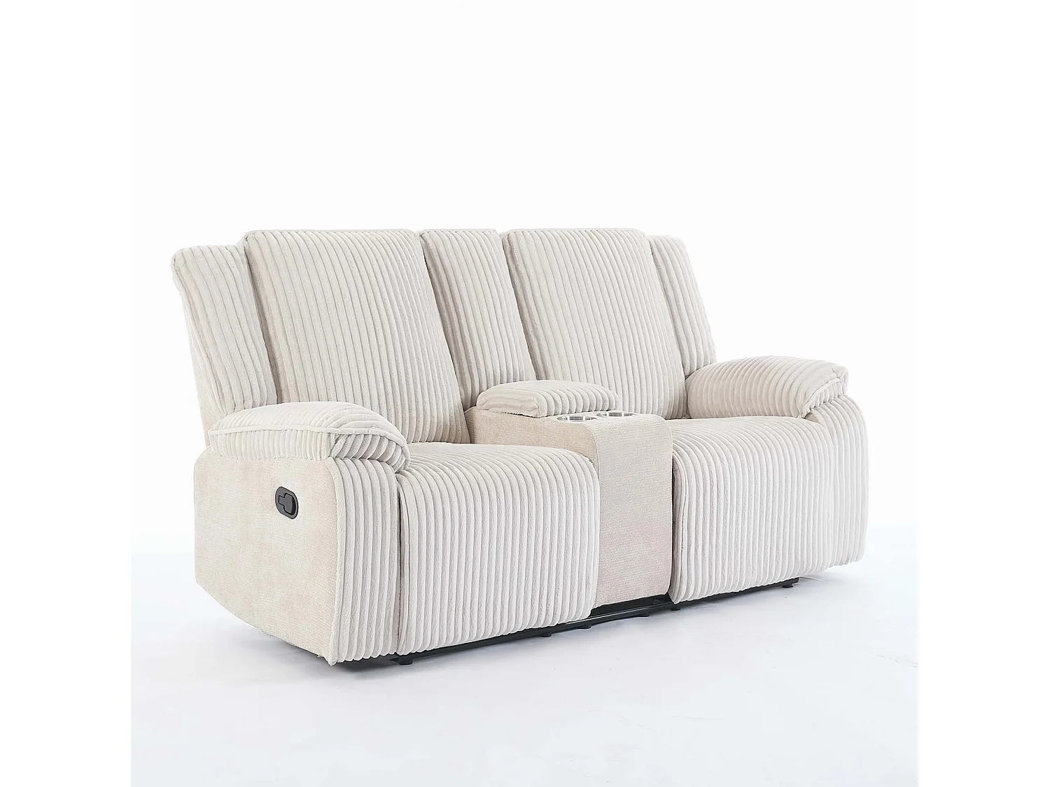 Verona 2 Seater Jumbo Cord Manual Recliner Sofa w Drinks Console
