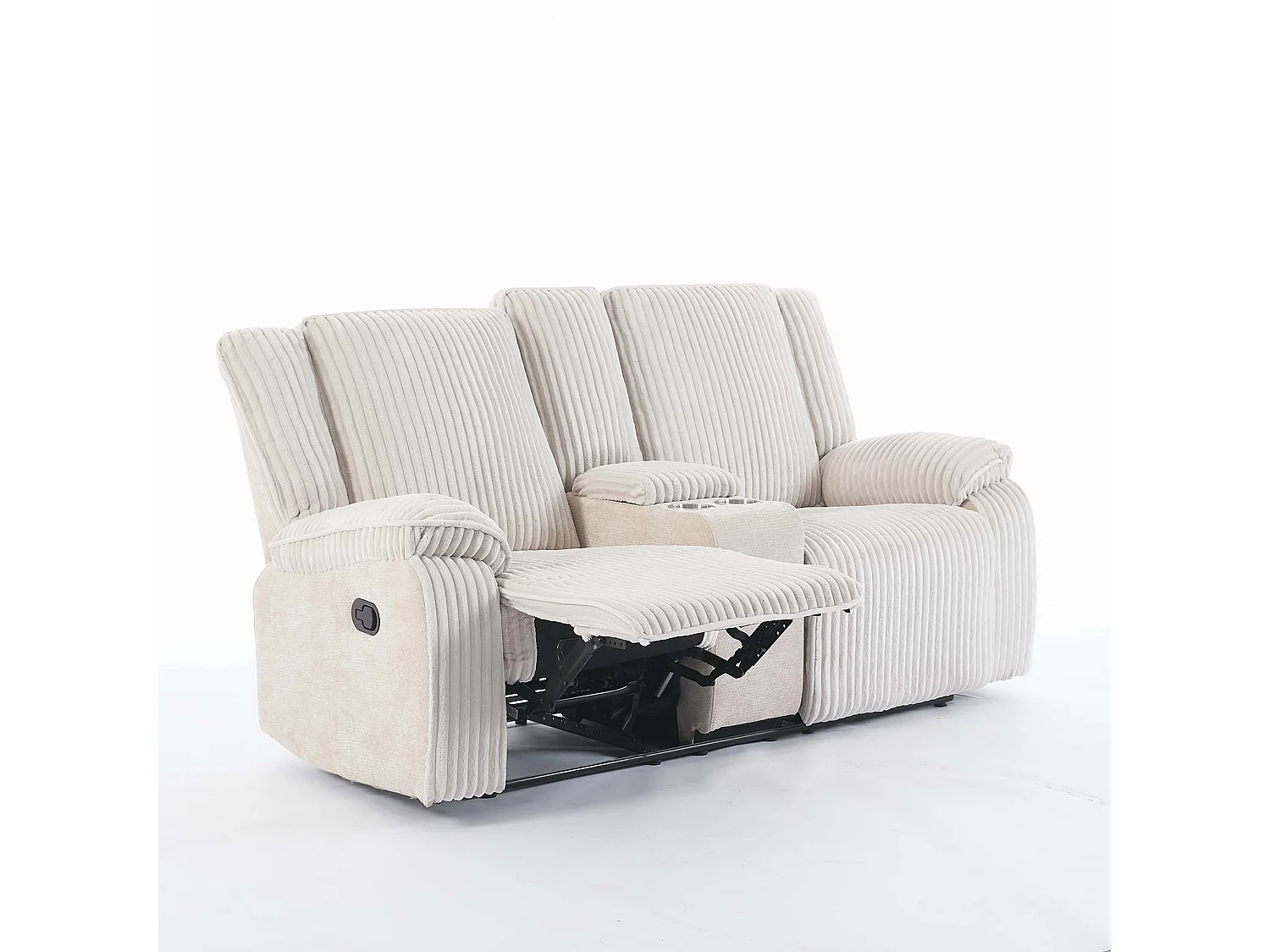 Verona 2 Seater Jumbo Cord Manual Recliner Sofa w Drinks Console