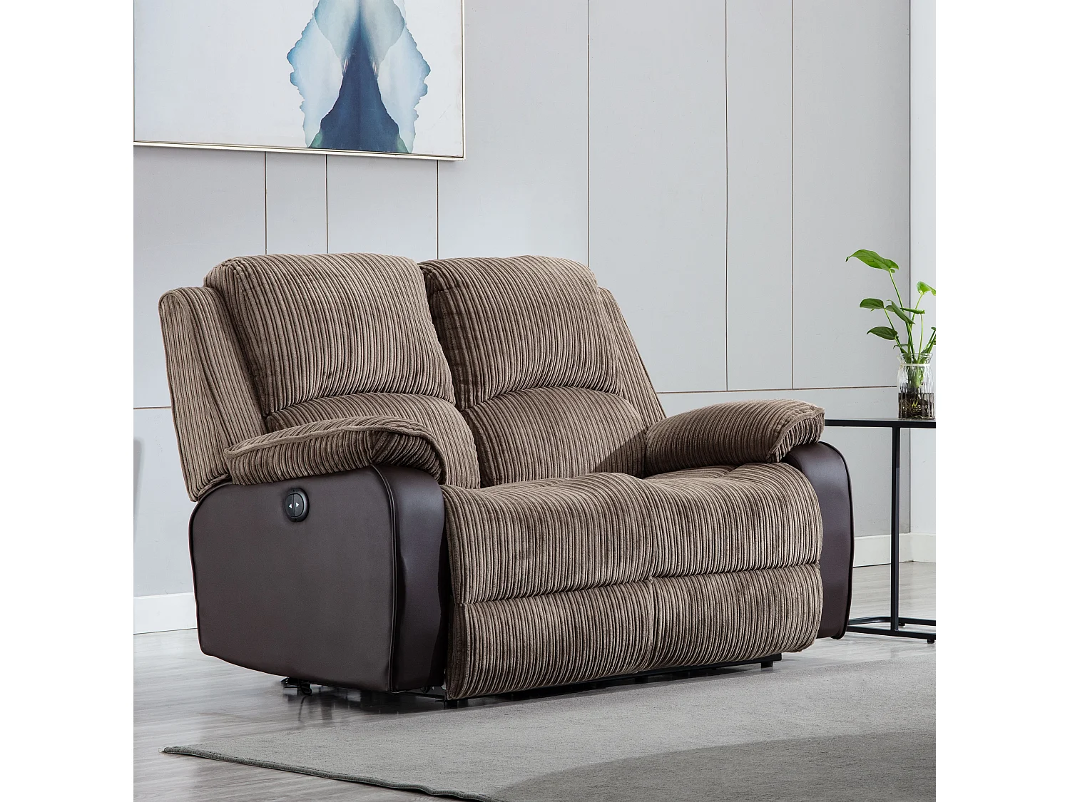 Postana 2 Seater Electric High Back Jumbo Cord Fabric Recliner Sofa