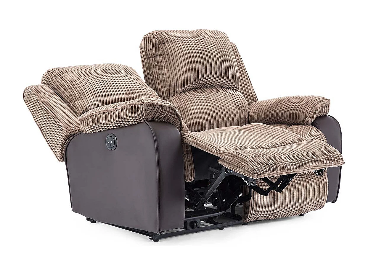 Postana 2 Seater Electric High Back Jumbo Cord Fabric Recliner Sofa