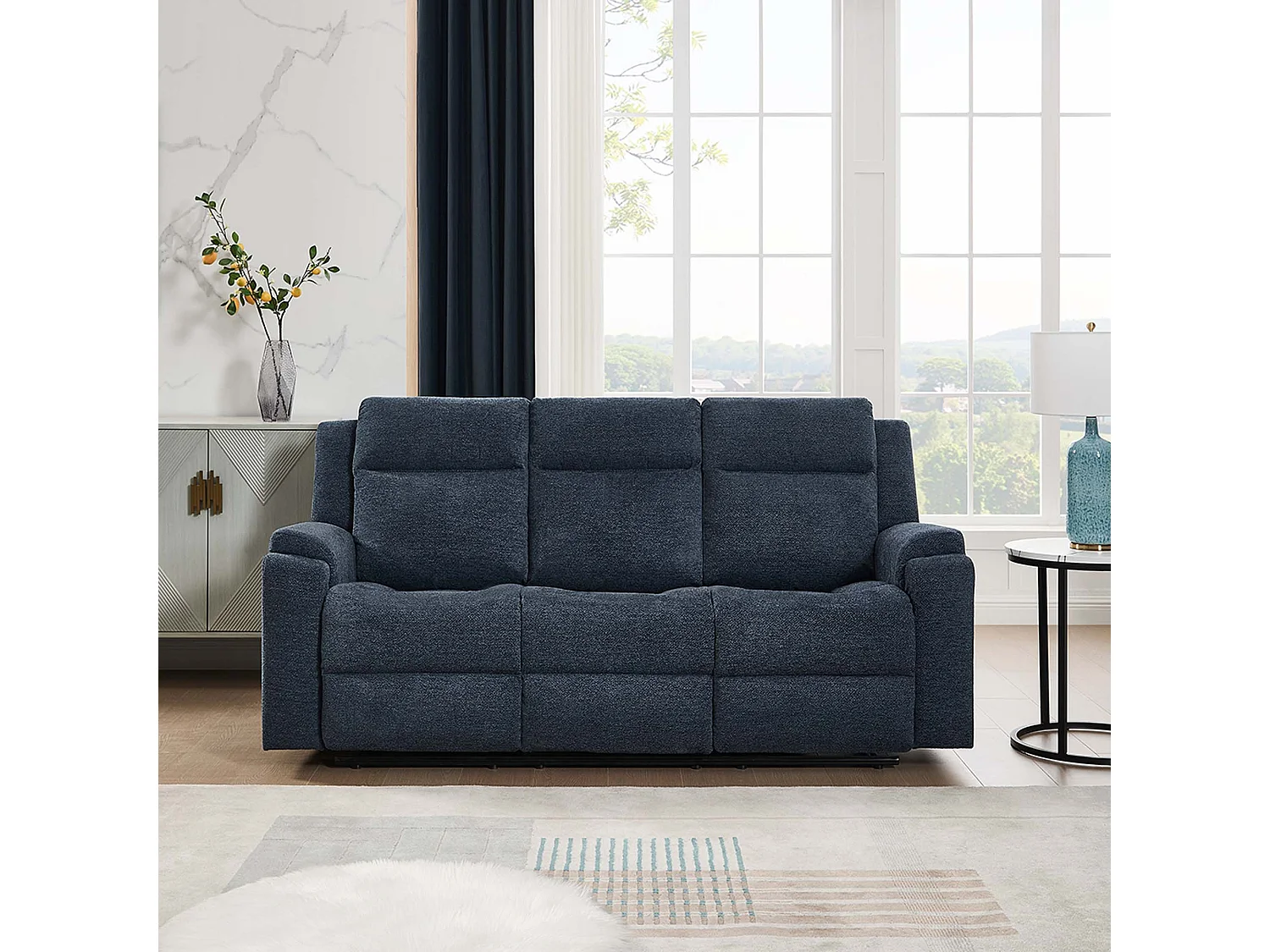 Orka 3 Seater Fabric Manual Recliner Sofa