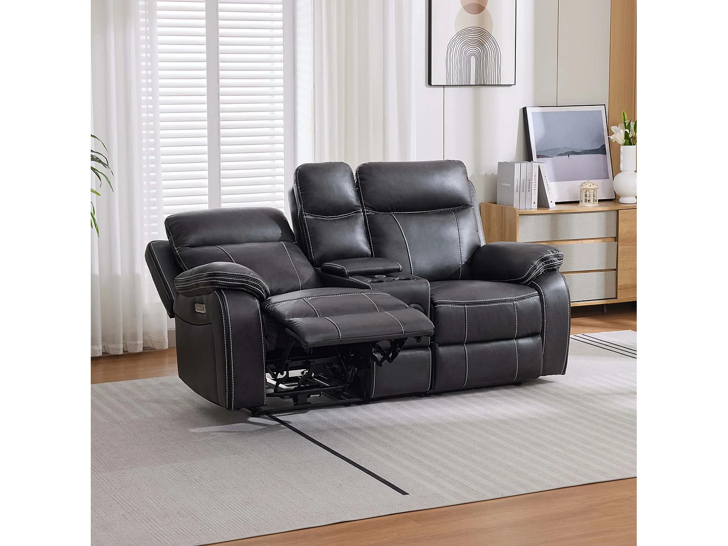Vinson Electric Recliner 2 Seater Sofa Air Leather With Speakers