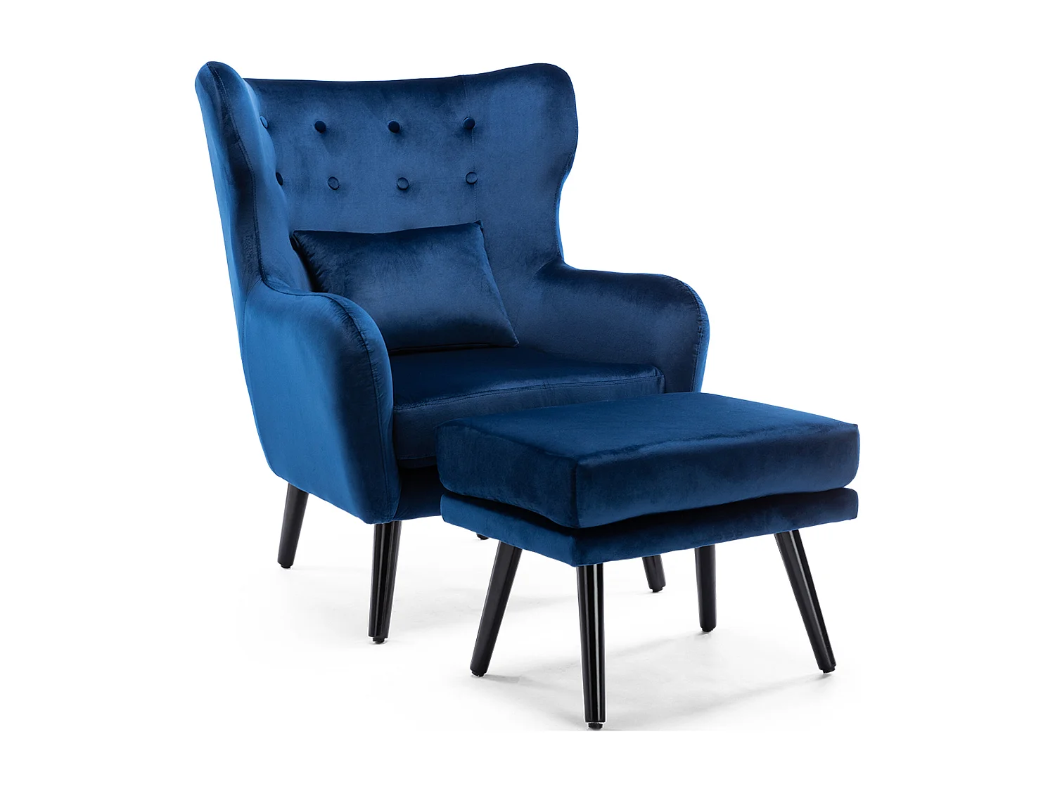 Winslow Wing Back Fabric Occasional Button Back Armchair w Footstool