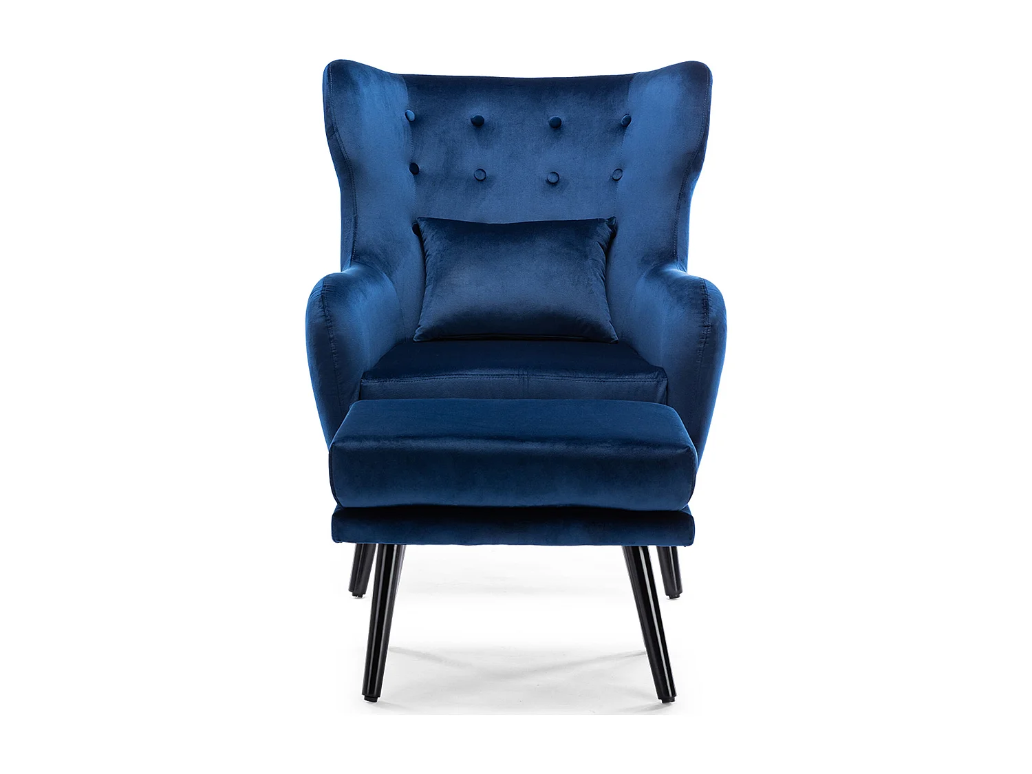 Winslow Wing Back Fabric Occasional Button Back Armchair w Footstool