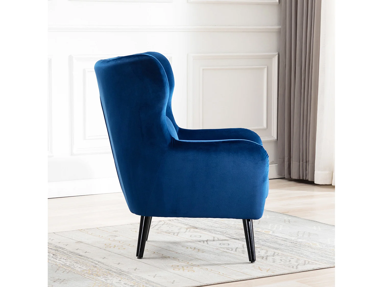 Winslow Wing Back Fabric Occasional Button Back Armchair w Footstool