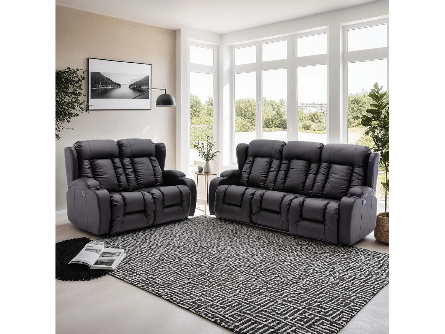Caesar Electric Recliner Bonded Leather 2+3 Seater Sofa Set