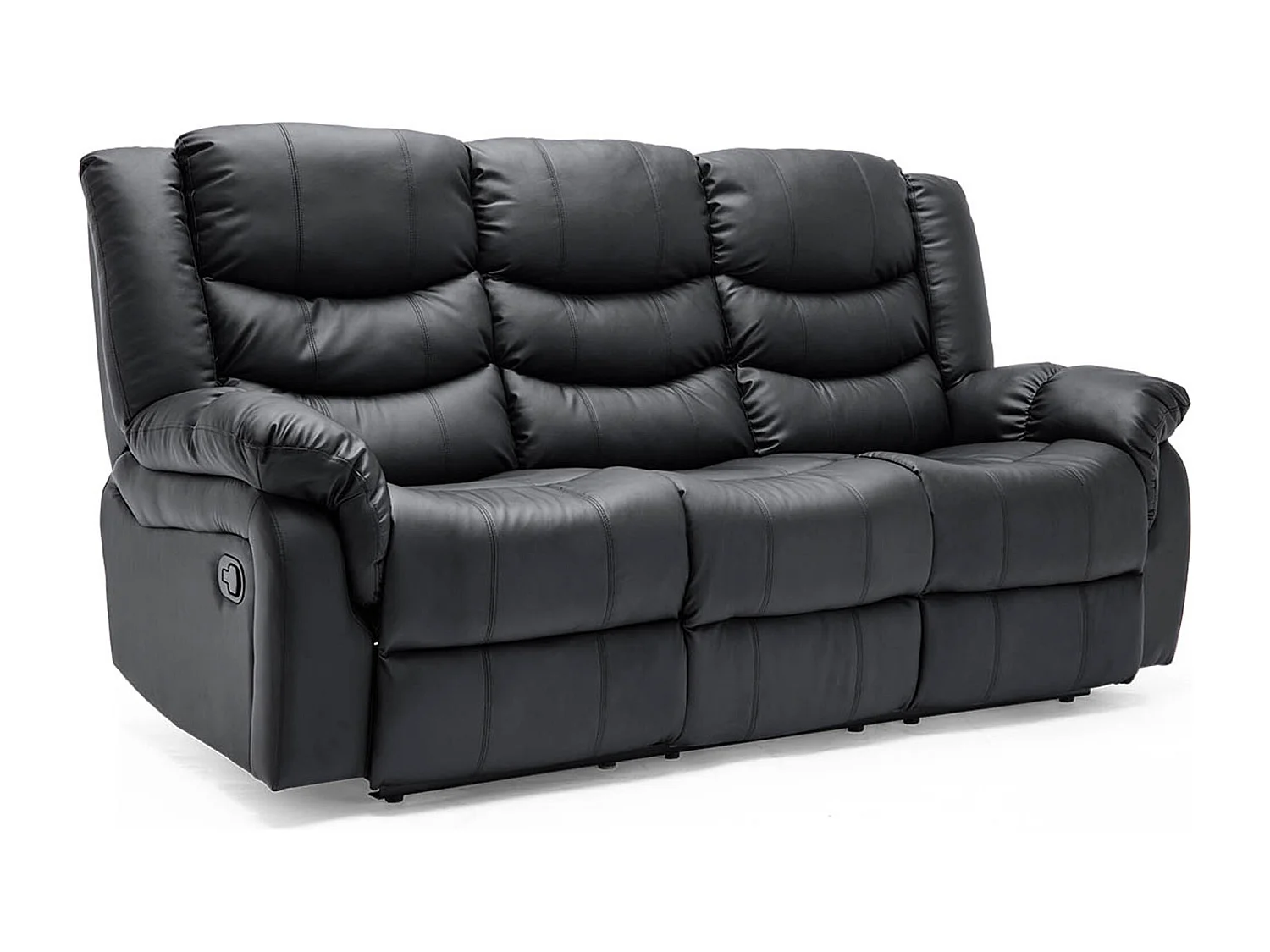 Seattle 3 Seater Manual High Back Bonded Leather Recliner Sofa