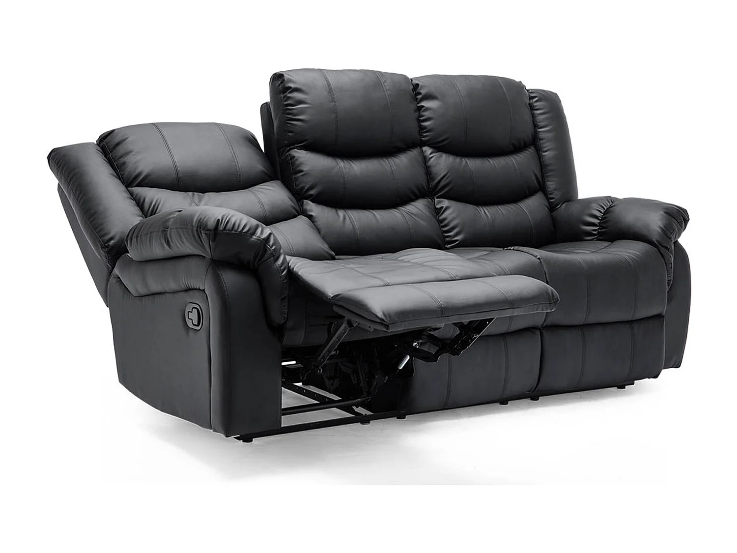 Seattle 3 Seater Manual High Back Bonded Leather Recliner Sofa