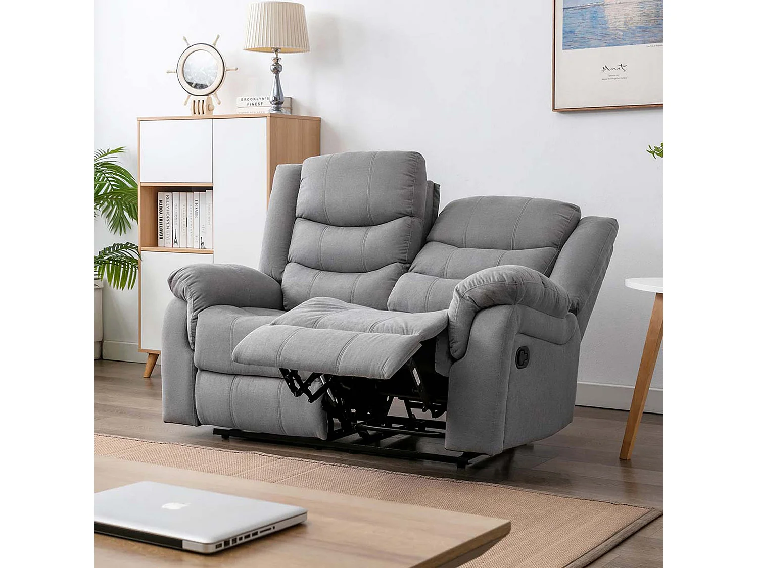 Seattle Manual Fabric Recliner 2 Seater Sofa
