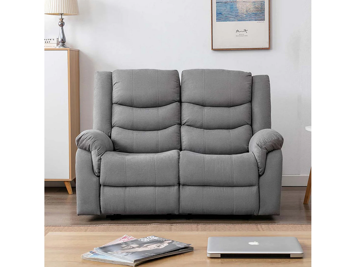 Seattle Manual Fabric Recliner 2 Seater Sofa