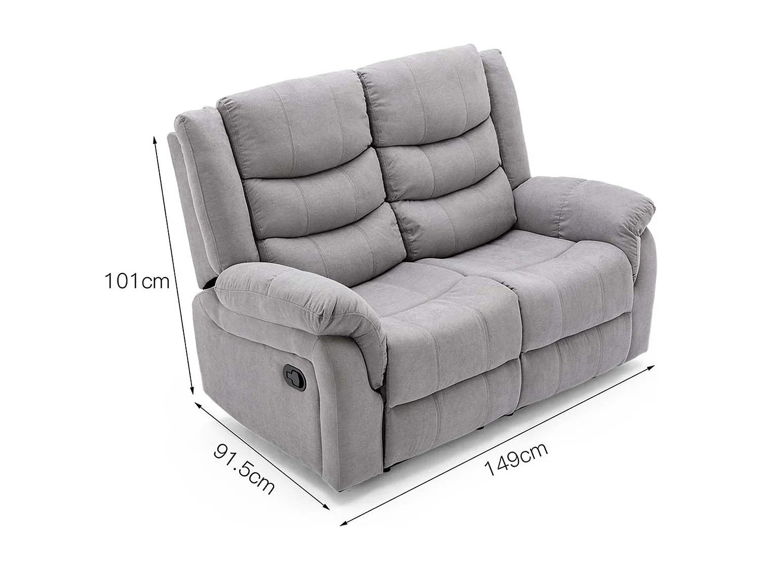 Seattle Manual Fabric Recliner 2 Seater Sofa