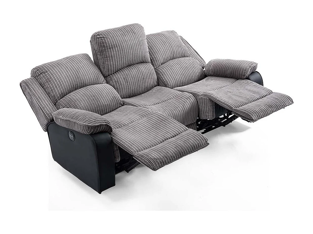 Postana 3 Seater Electric High Back Jumbo Cord Fabric Recliner Sofa