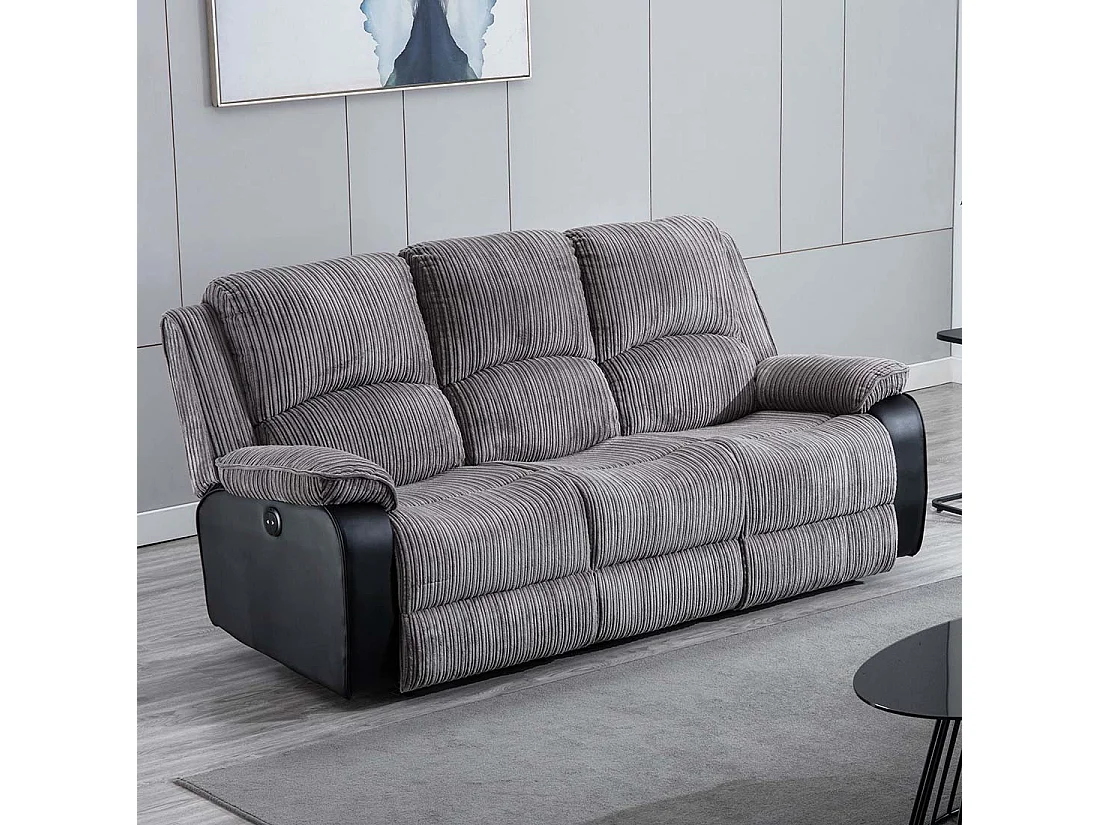 Postana 3 Seater Electric High Back Jumbo Cord Fabric Recliner Sofa