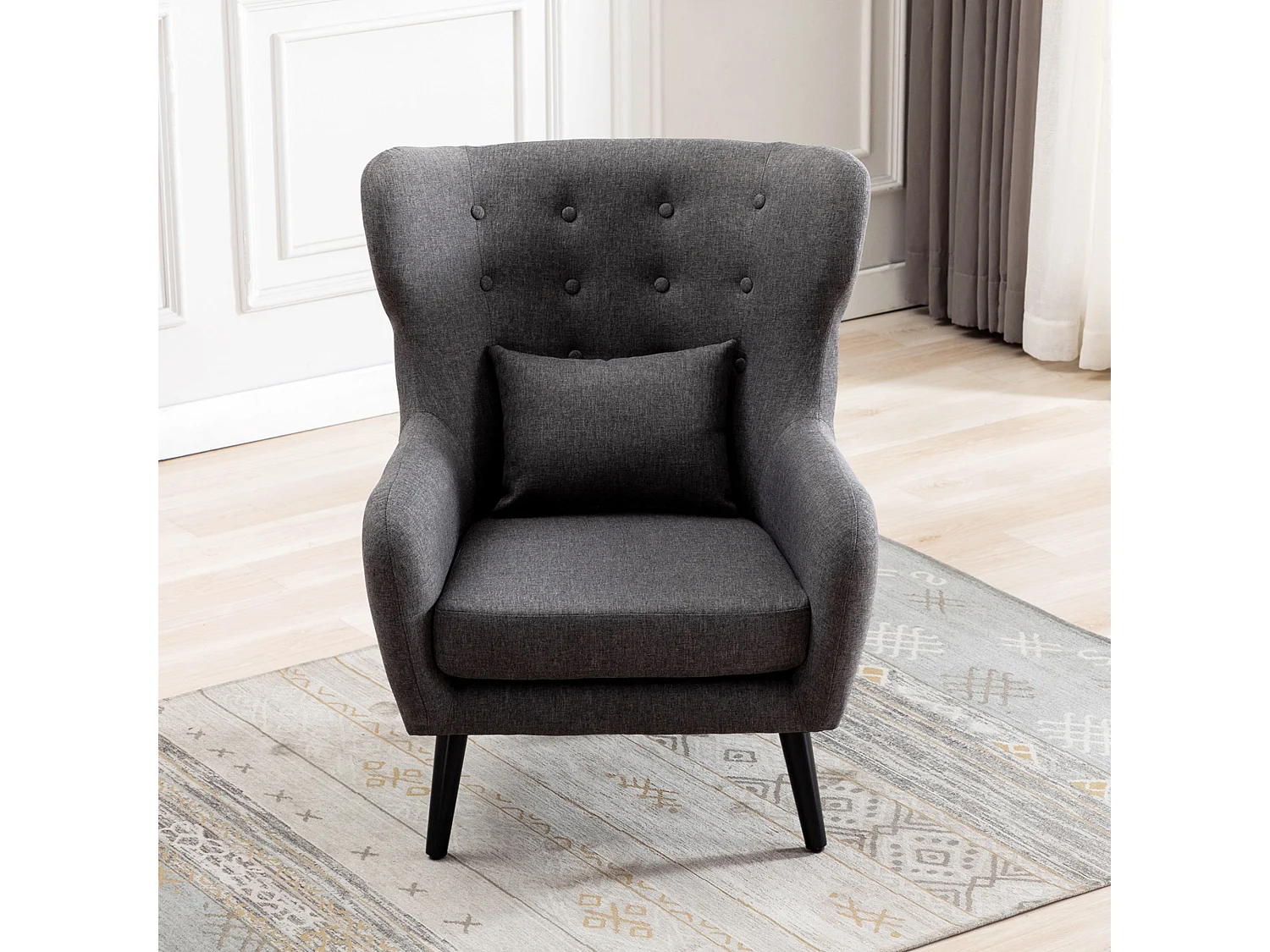 Winslow Wing Back Fabric Occasional Button Back Modern Accent Armchair