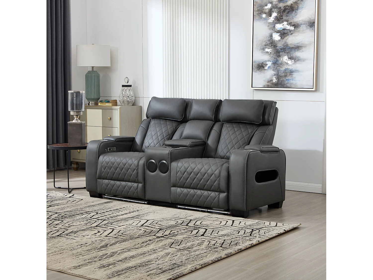 Capri Electric Recliner 2 Seater Sofa w Bluetooth speakers & Charging