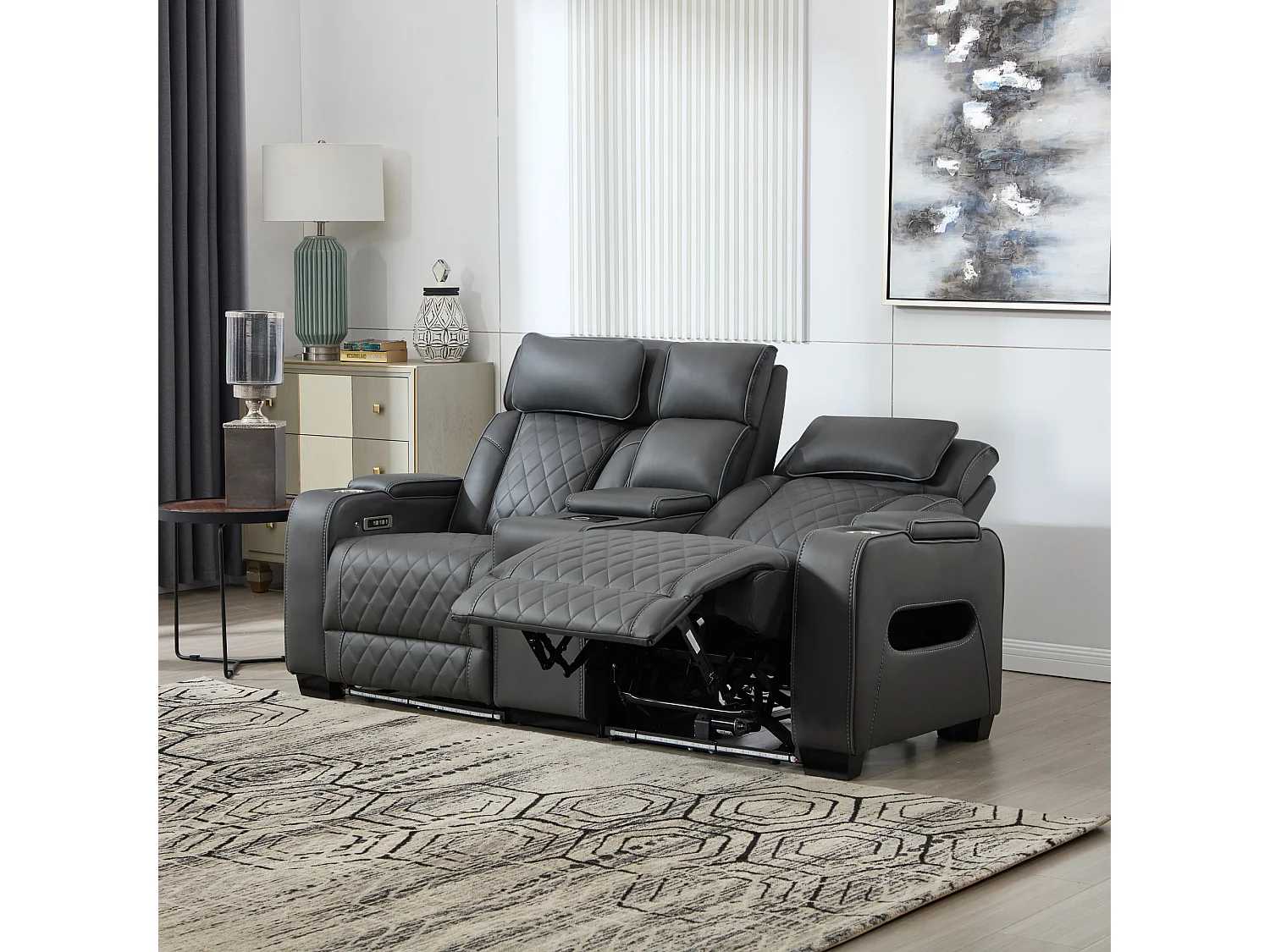 Capri Electric Recliner 2 Seater Sofa w Bluetooth speakers & Charging