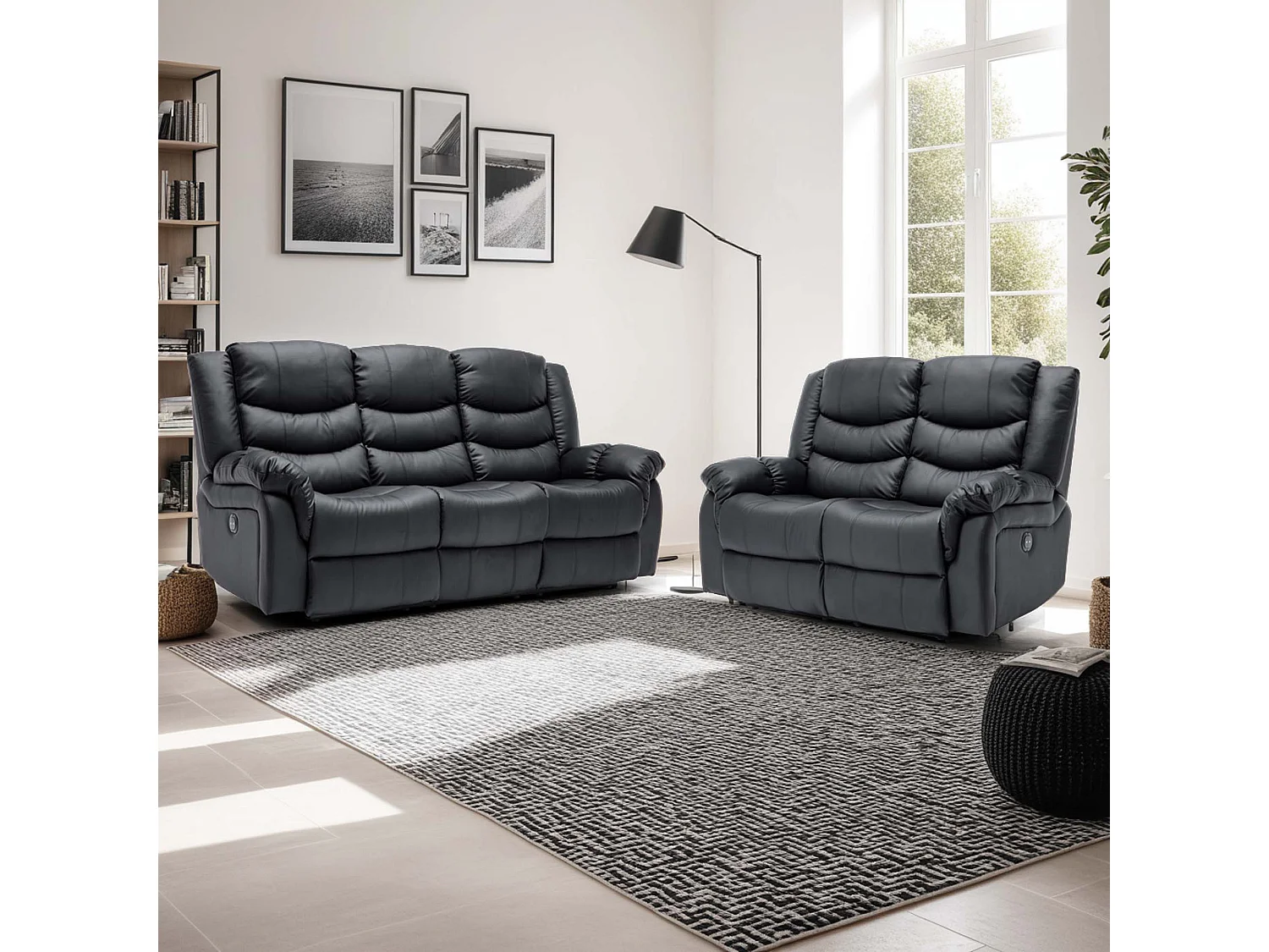 Seattle Electric Recliner Bonded Leather 2+3 Seater Sofa Set