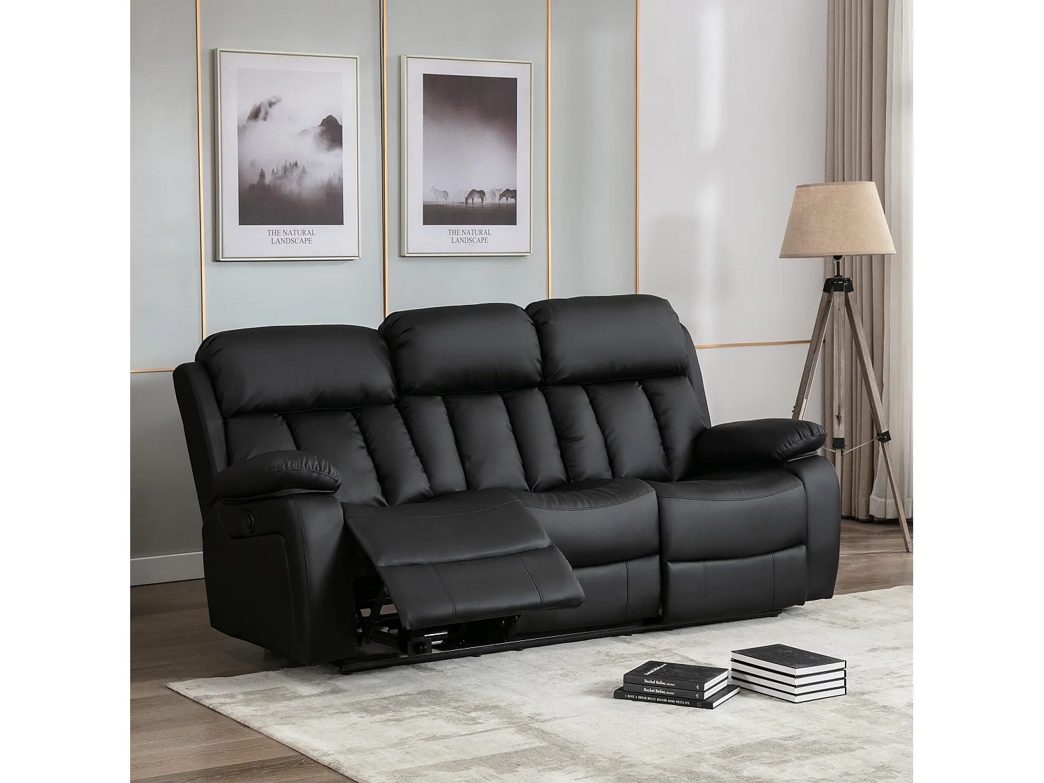 Chester 3 Seater Electric High Back Bonded Leather Recliner Sofa