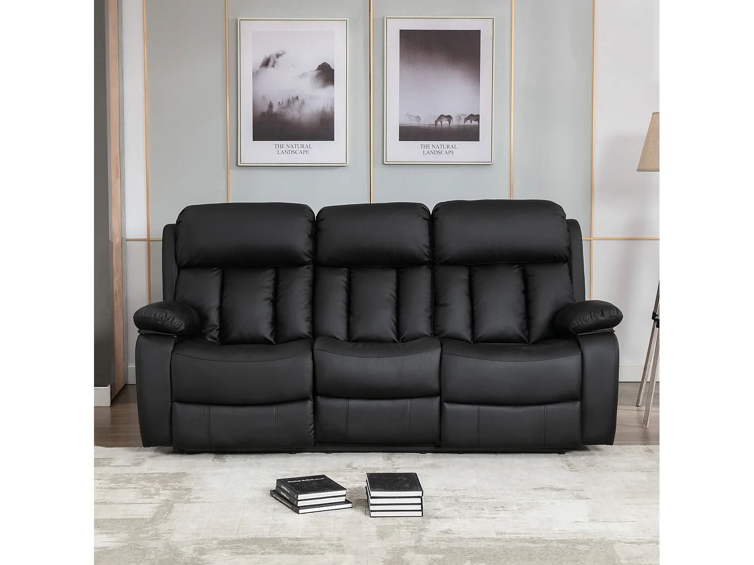 Chester 3 Seater Electric High Back Bonded Leather Recliner Sofa