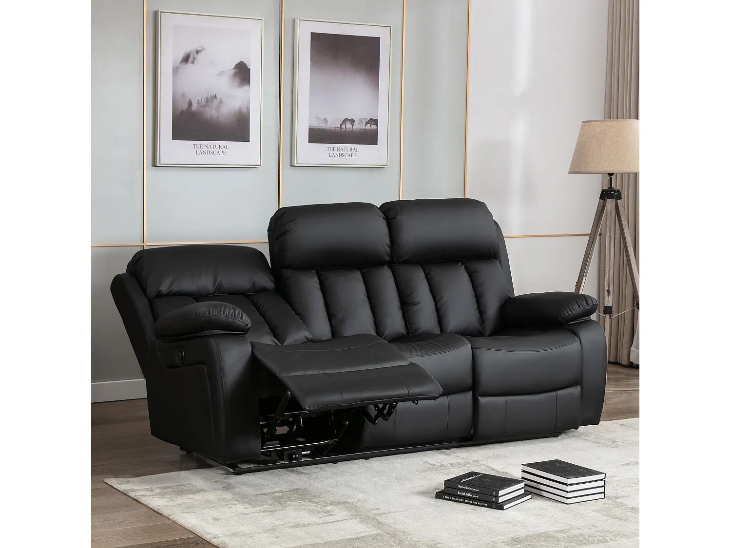 Chester 3 Seater Electric High Back Bonded Leather Recliner Sofa