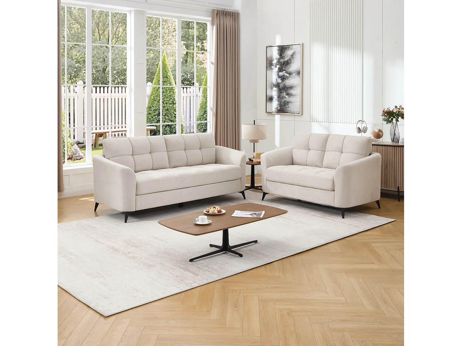 Solna 2+3 Seater Scandi Style Fabric Living Room Sofa Set