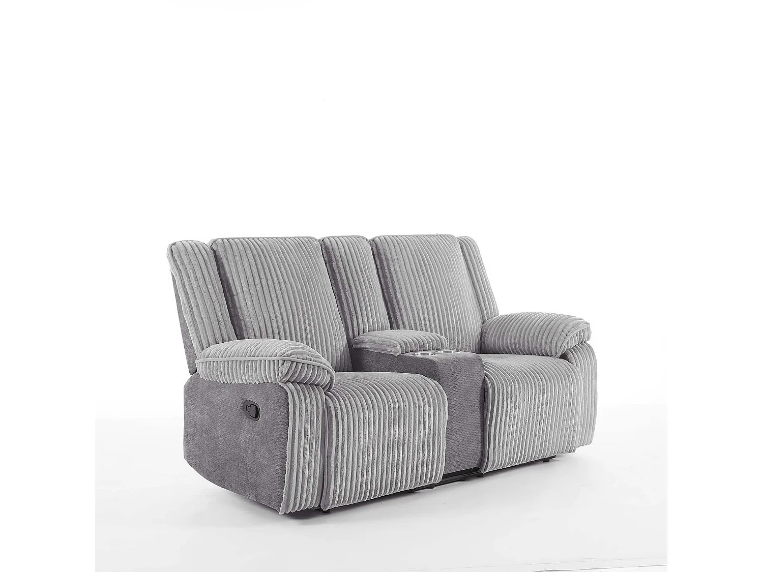 Verona 2 Seater Jumbo Cord Manual Recliner Sofa w Drinks Console