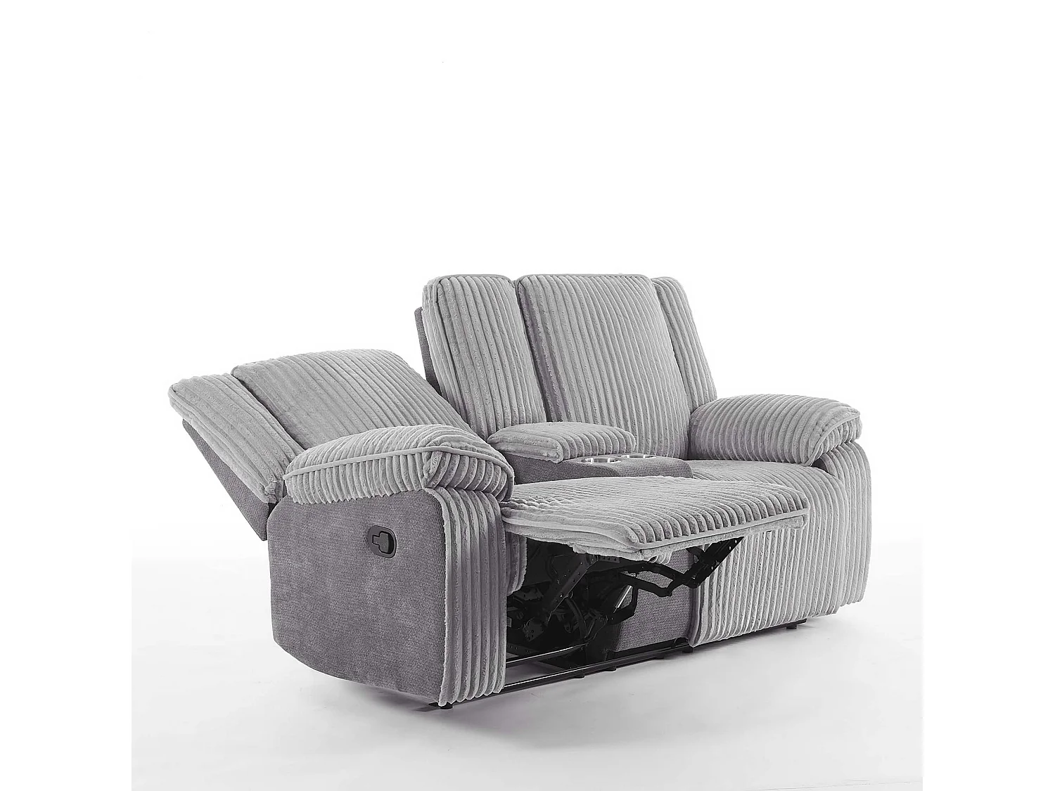 Verona 2 Seater Jumbo Cord Manual Recliner Sofa w Drinks Console