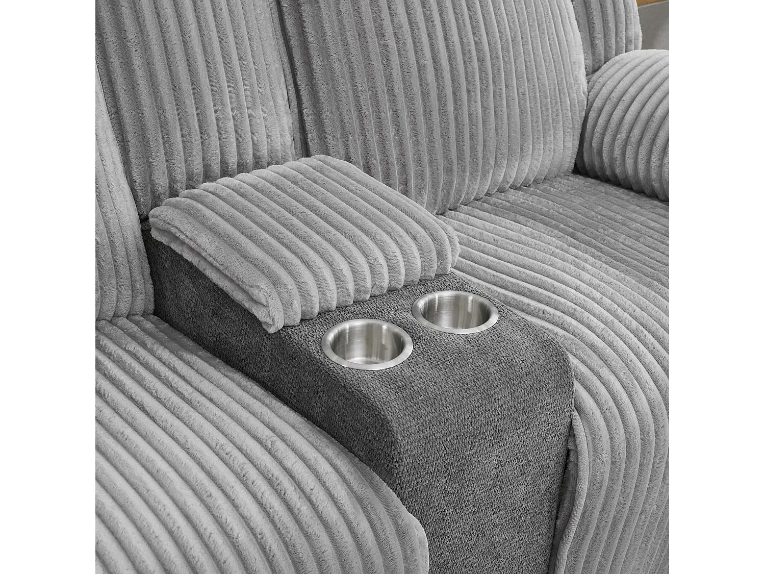 Verona 2 Seater Jumbo Cord Manual Recliner Sofa w Drinks Console