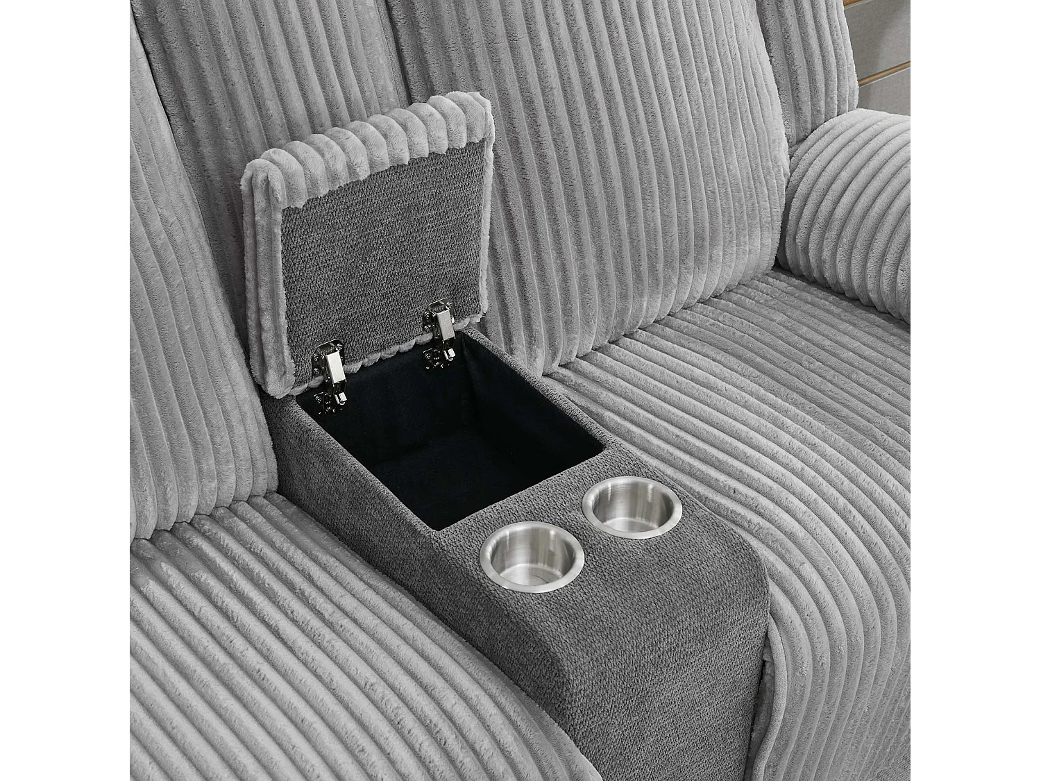 Verona 2 Seater Jumbo Cord Manual Recliner Sofa w Drinks Console