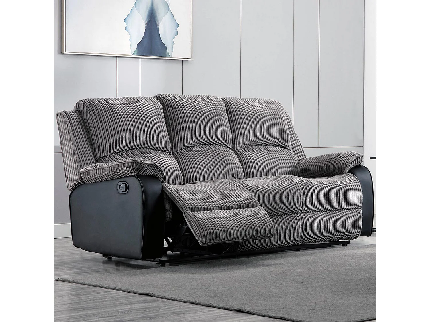 Postana 3 Seater Manual High Back Jumbo Cord Fabric Recliner Sofa