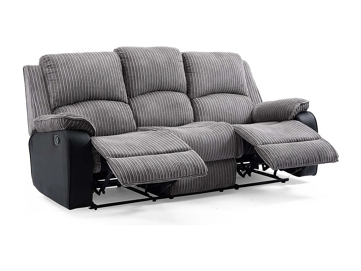 Postana 3 Seater Manual High Back Jumbo Cord Fabric Recliner Sofa