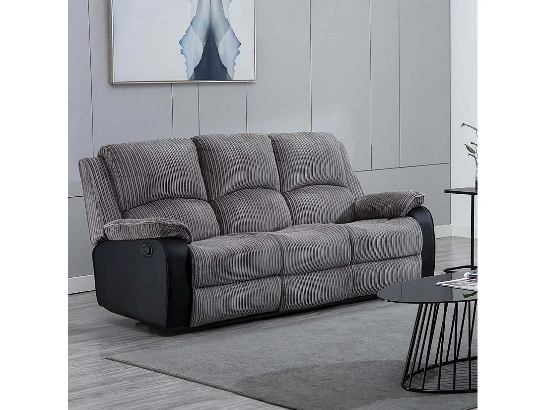 Postana 3 Seater Manual High Back Jumbo Cord Fabric Recliner Sofa
