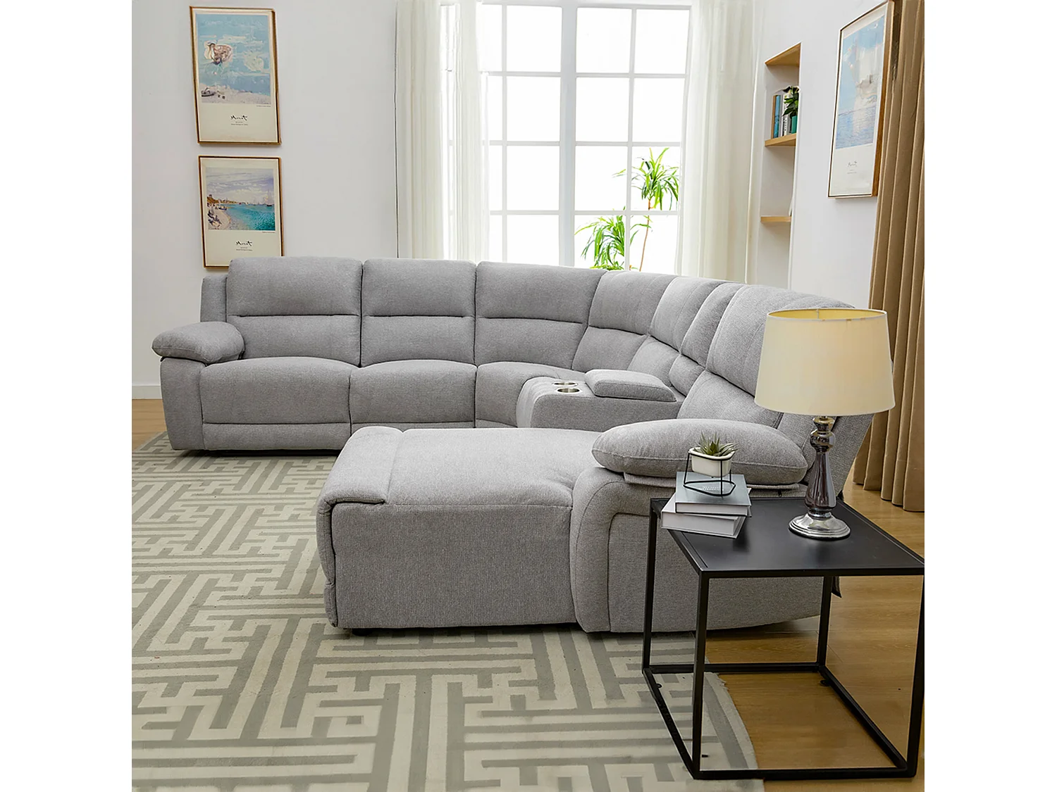 Dublin 5 Seater Fabric Corner Recliner Sofa