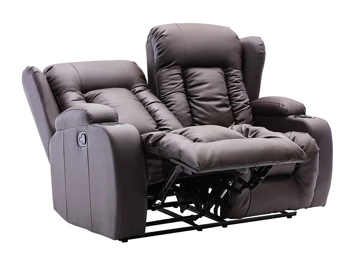 Caesar 2 Seater Manual High Back Bonded Leather Recliner Sofa