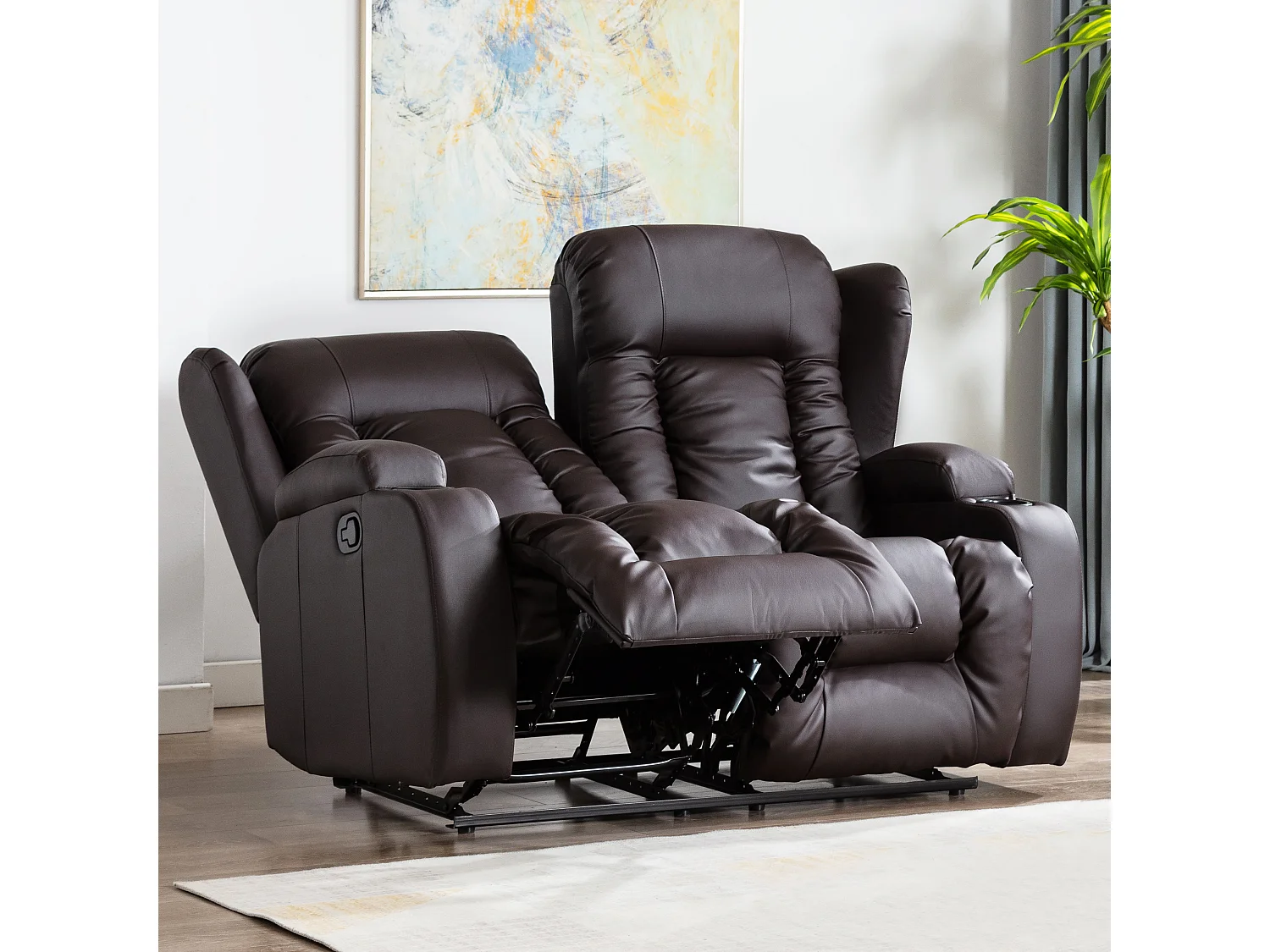 Caesar 2 Seater Manual High Back Bonded Leather Recliner Sofa