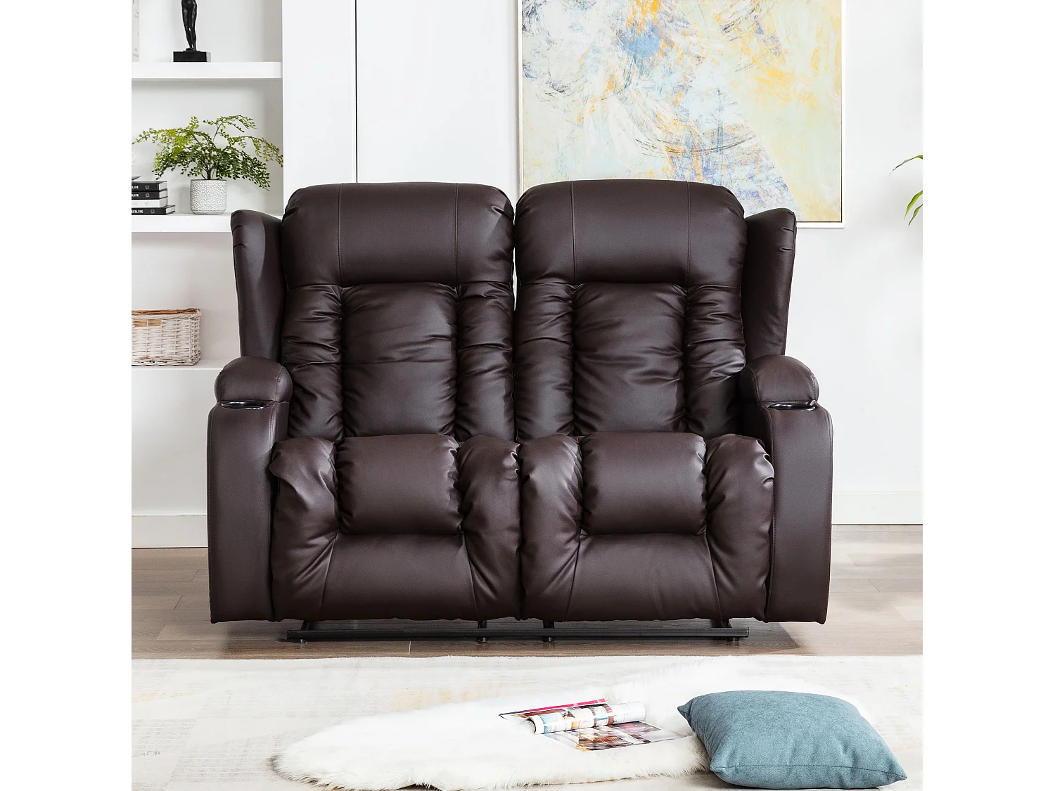 Caesar 2 Seater Manual High Back Bonded Leather Recliner Sofa