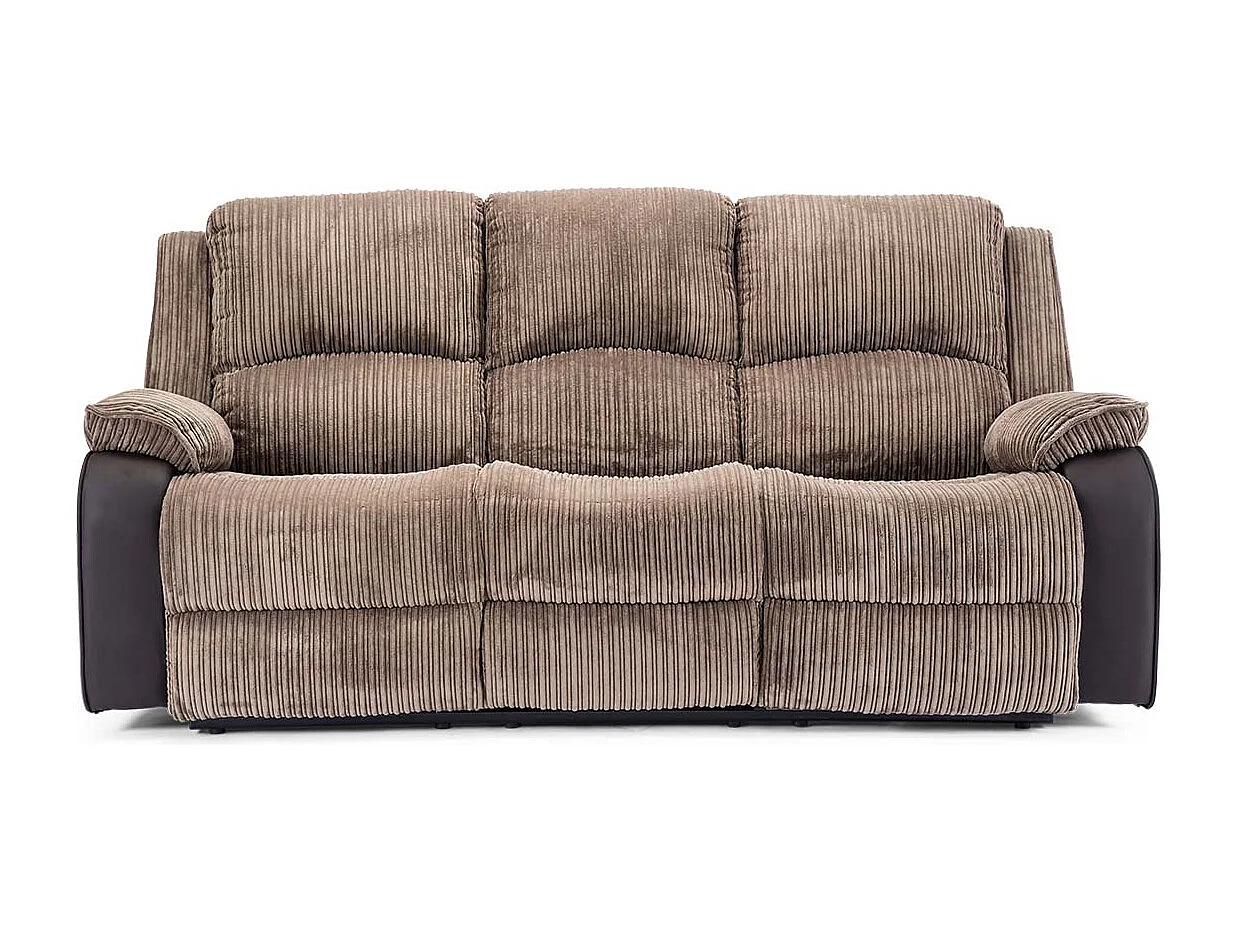 Postana 3 Seater Manual High Back Jumbo Cord Fabric Recliner Sofa