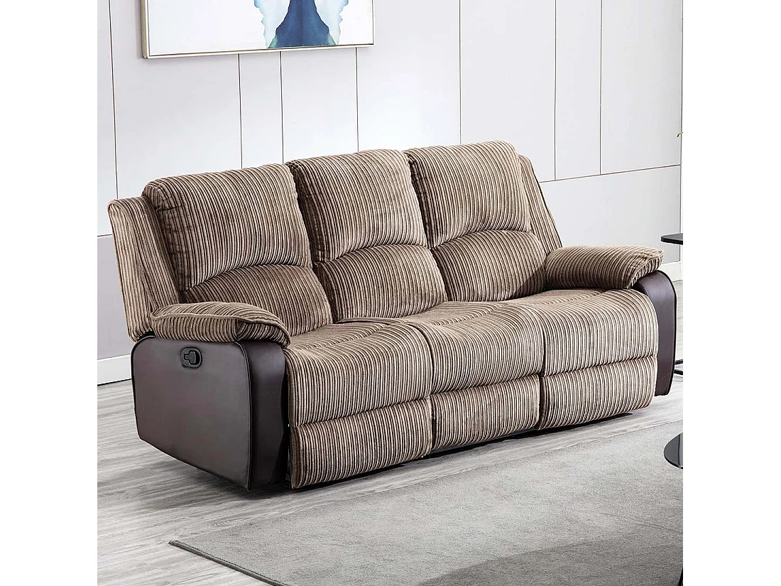 Postana 3 Seater Manual High Back Jumbo Cord Fabric Recliner Sofa