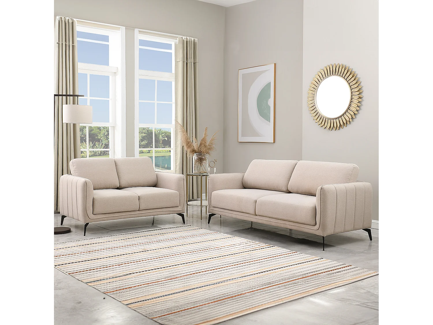 Oslo Modern Scandi Style Fabric Living Room 2+3 Seater Sofa Set