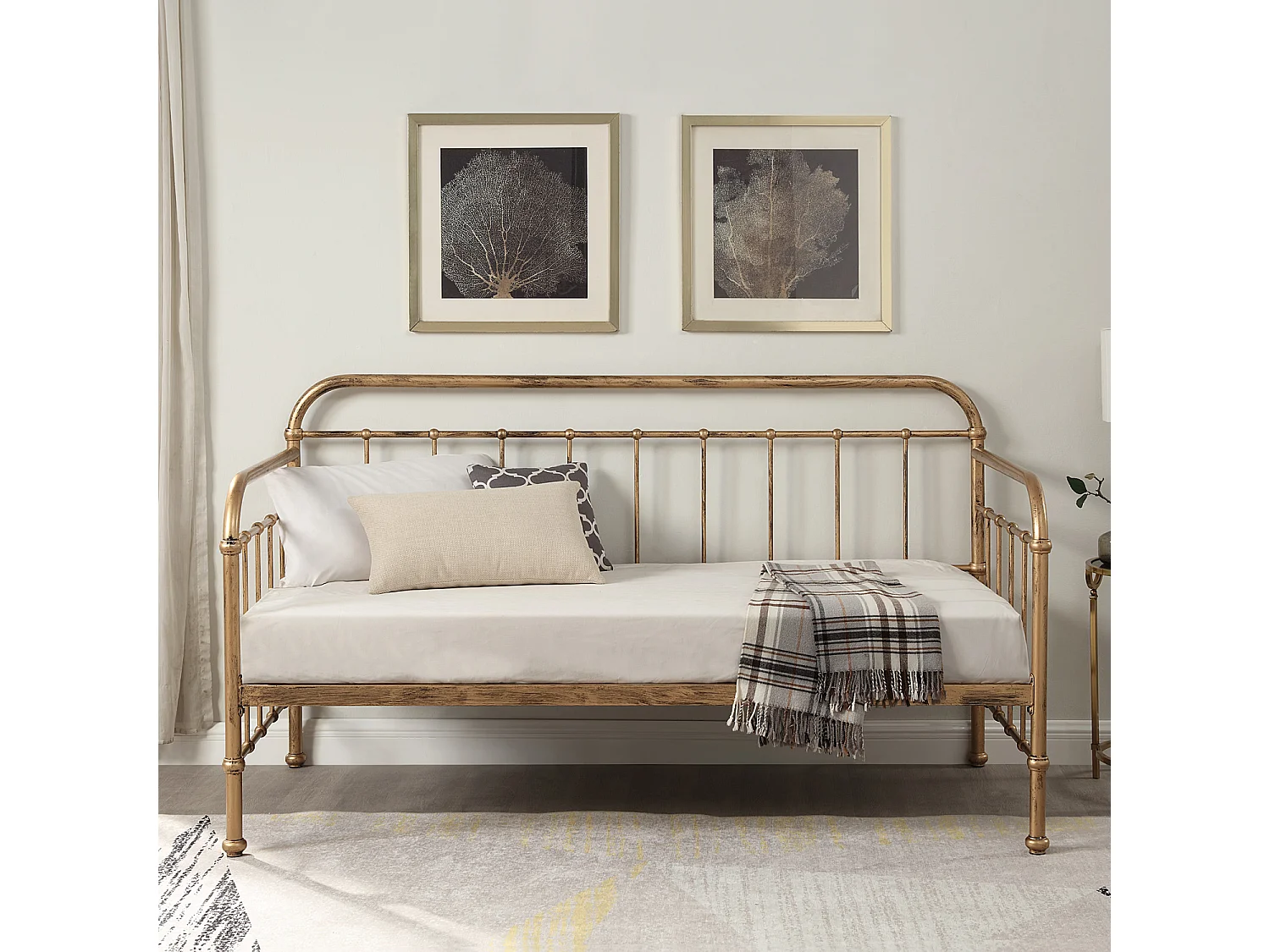 Ickleford Industrial Living Room Bedroom Metal Day Bed Frame