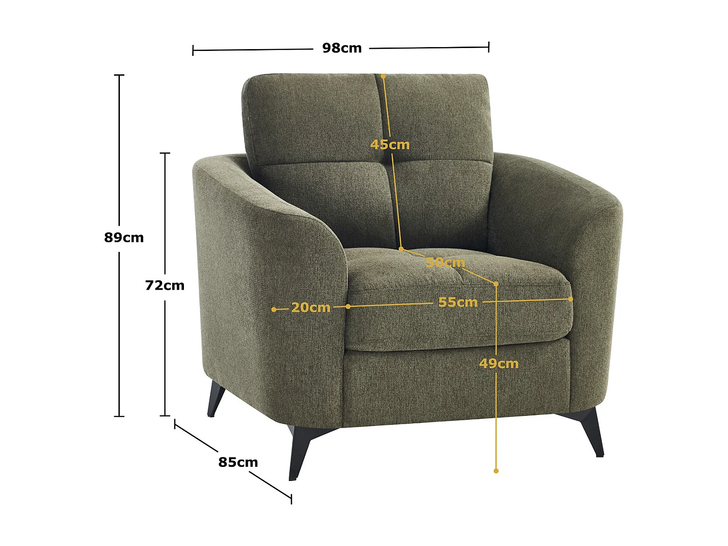 Solna Modern Scandi Style Fabric Living Room Chair