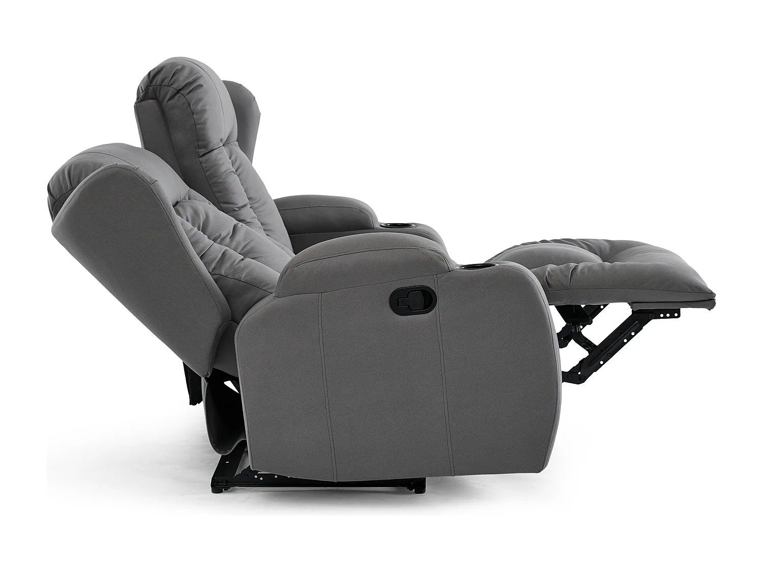 Caesar 2 Seater Grey Technology Fabric Modern Manual Recliner Sofa