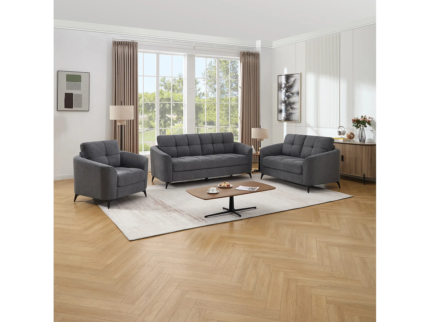Solna 1+2+3 Seater Scandi Style Fabric Living Room Sofa Set