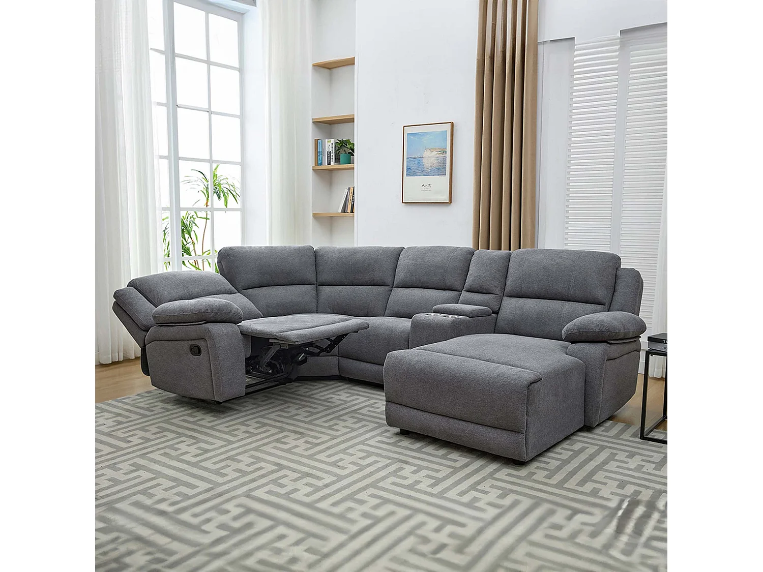 Dublin 4 Seater Fabric Corner Recliner Sofa