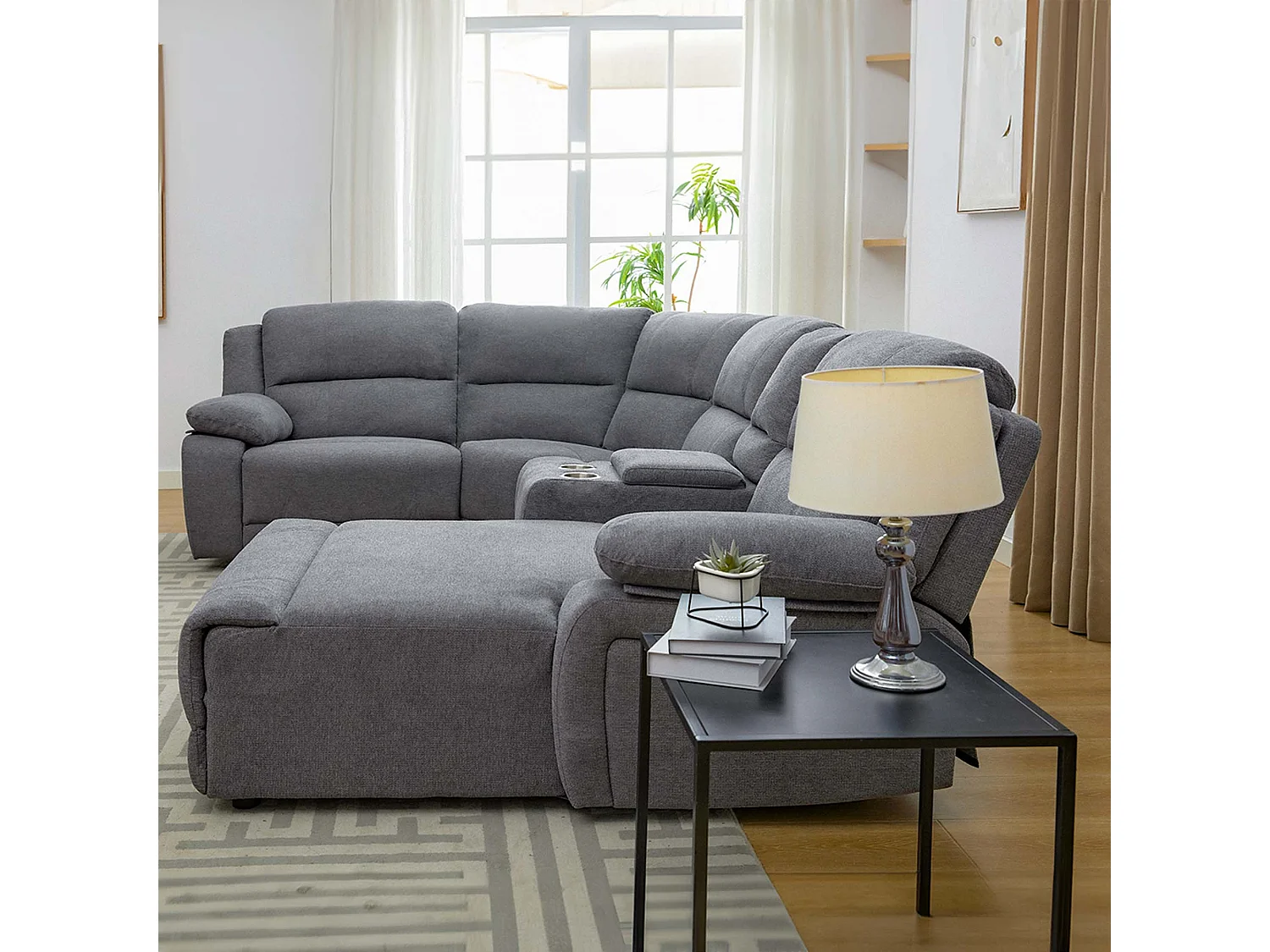Dublin 4 Seater Fabric Corner Recliner Sofa