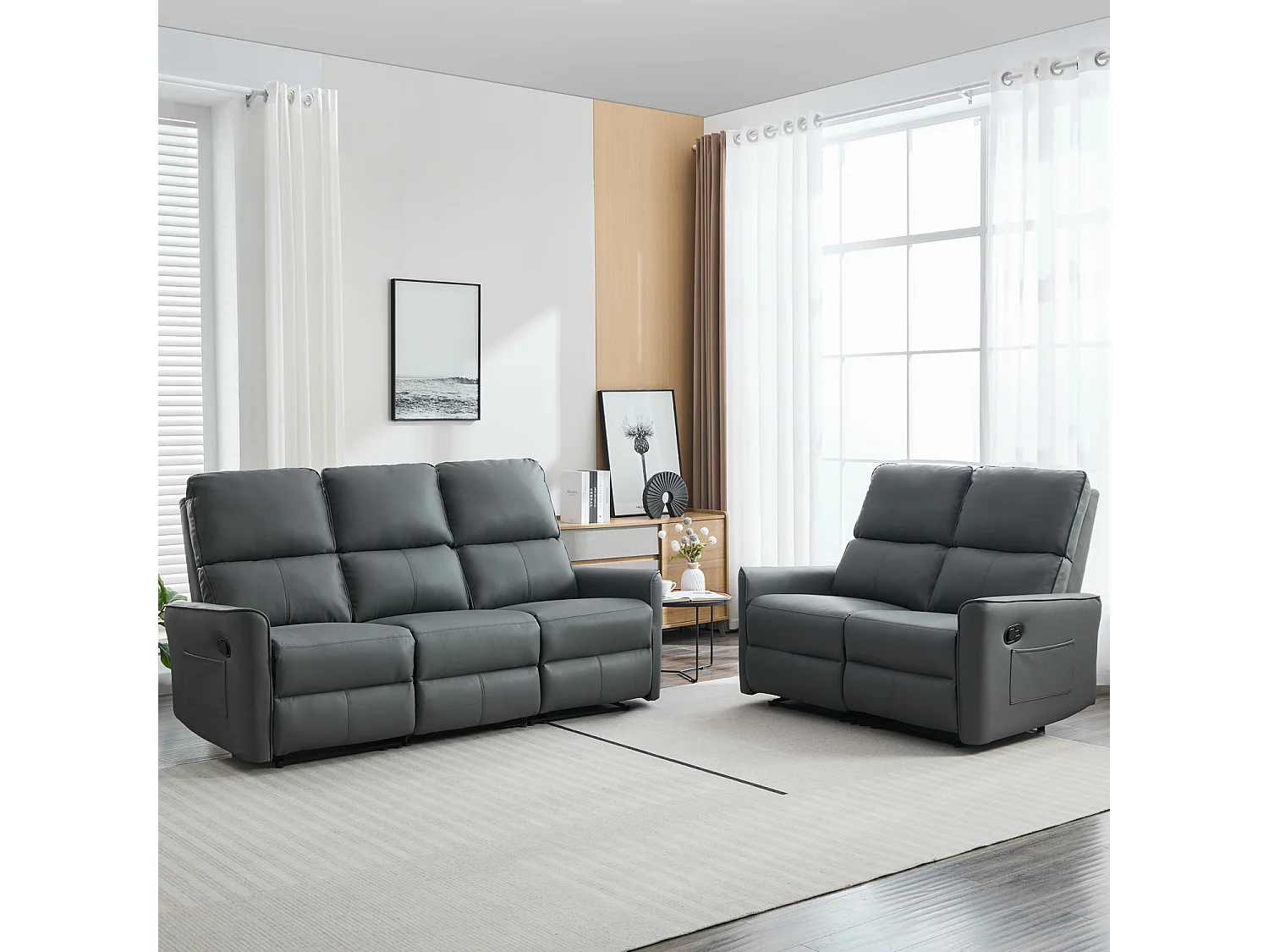Madrid 2+3 Seater Manual Air Leather Recliner Sofa Set