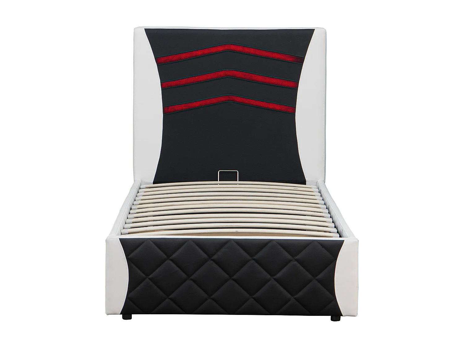 Galaxy Ottoman Storage LED Headboard Gaming Single Black Bed Frame w 25cm Deep Pocket Memory Foam Mattress