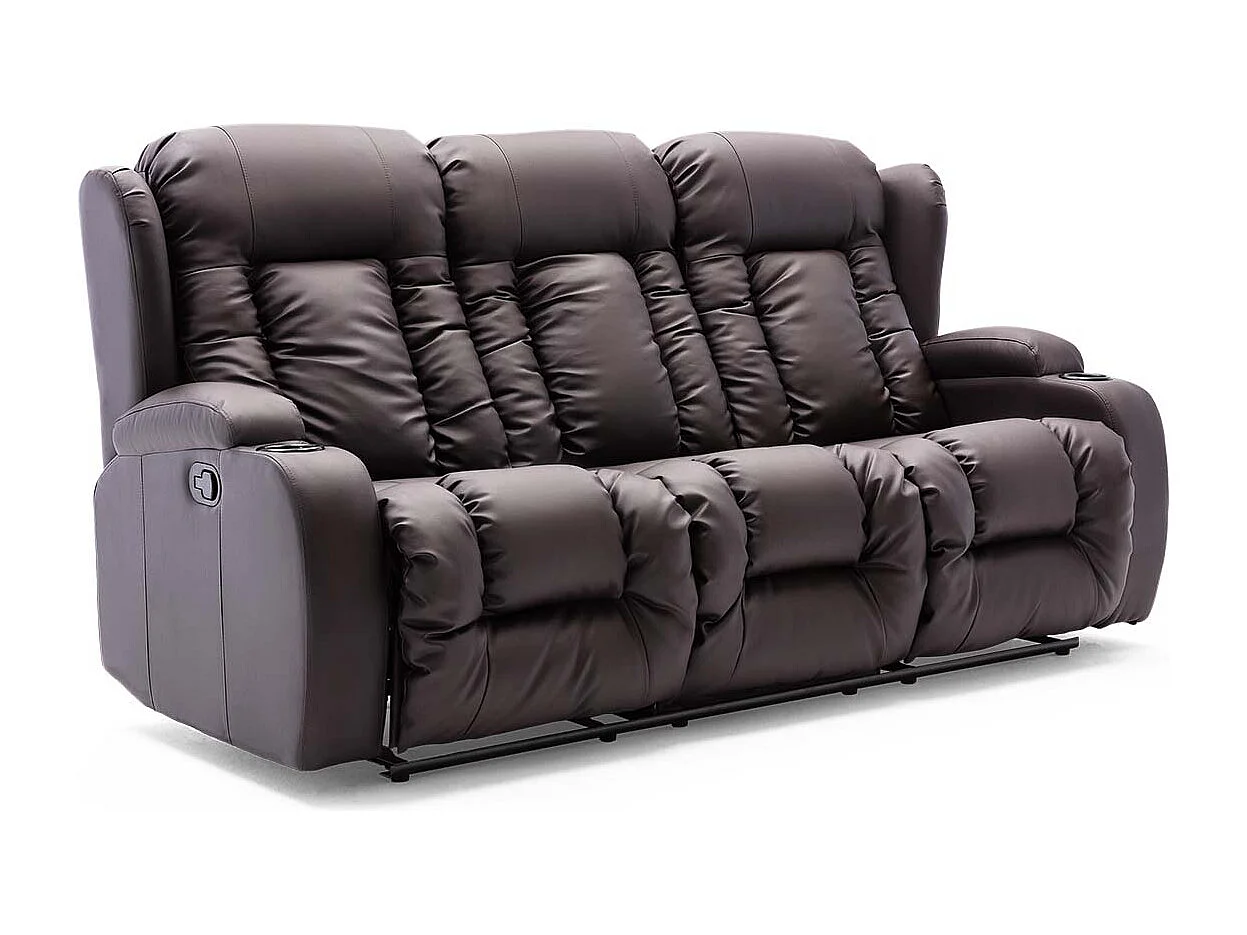 Caesar 3 Seater Manual High Back Bonded Leather Recliner Sofa